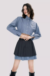 College Style Colorblock Skirt Suit
